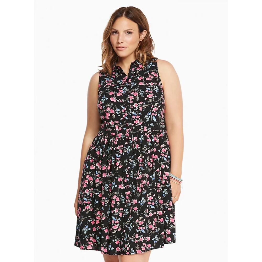 Torrid Floral Print Button Front Challis Dress
